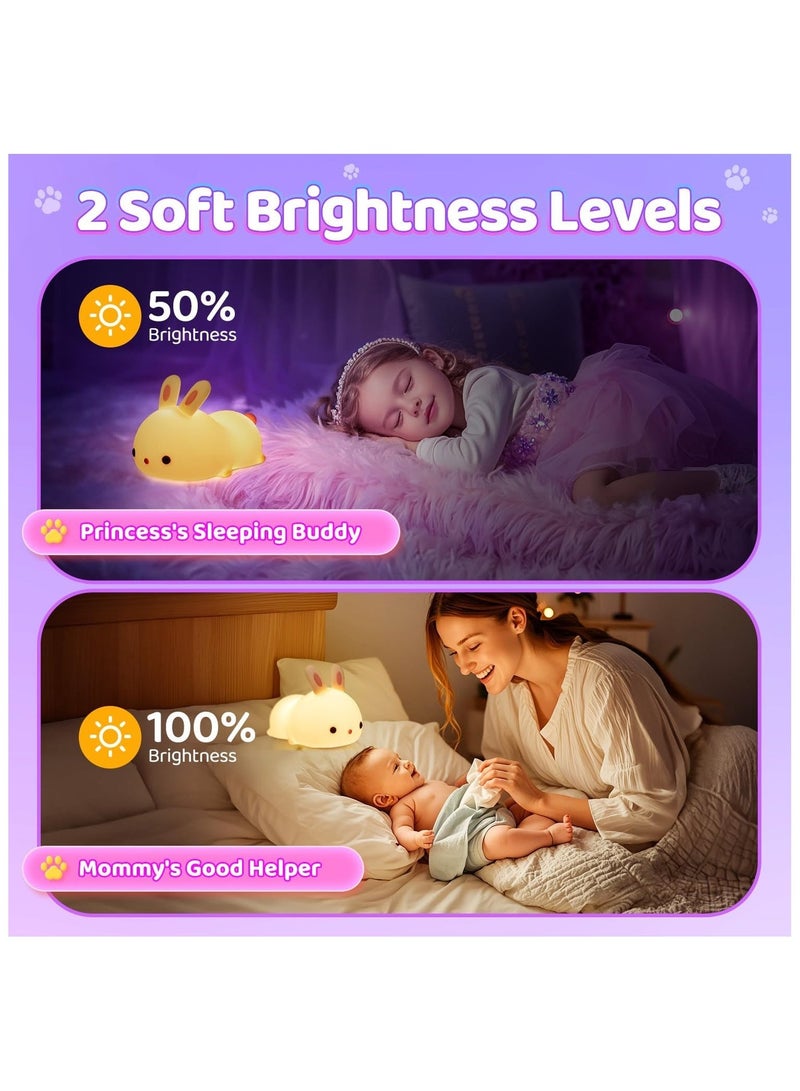 FEND فاندي ضوء الليل لطيف على شكل أرنب للأطفال، مصباح ليلي للأطفال في غرفة النوم، مصباح محمول من السيليكون مع بطارية LED - Image 5